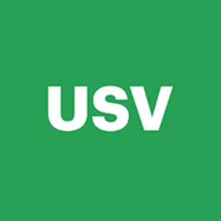 USV primary logo: white USV initials on a green square